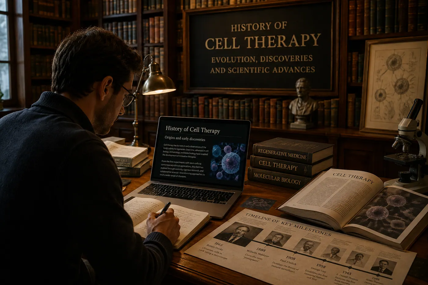 Historical library with materials about the history of cell therapy